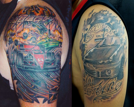 Car tattoos represent the love affair with the automobile which is as old as