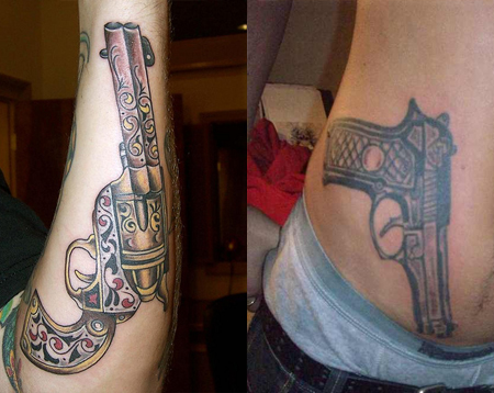 Gun tattoos are as popular today as they have ever been