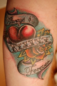 heart and flower tattoo