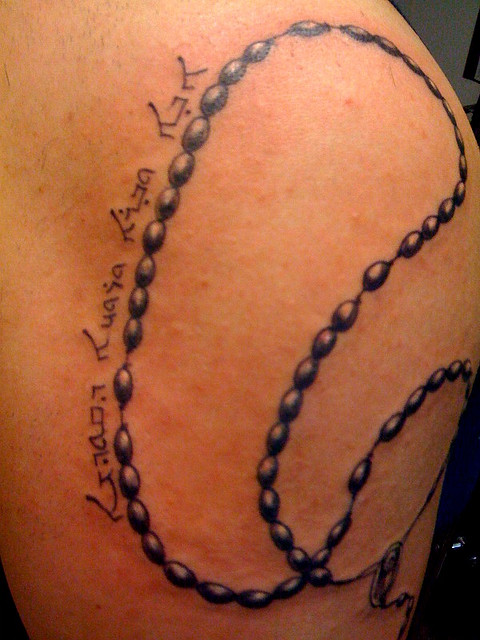 Cross with Rosary Beads Tattoos