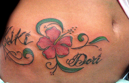10. Band Tattoo with Hawaiian Flowers - wide 6