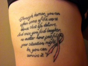 Ribbon and inscription tattoo