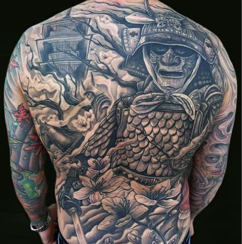 Polynesian Tattoo Designs on Full Back Samurai Warrior Tattoo