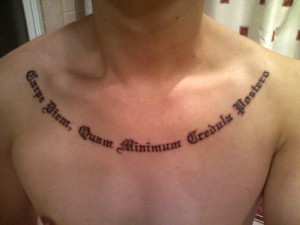 Chest Design Latin Quote Tattoo