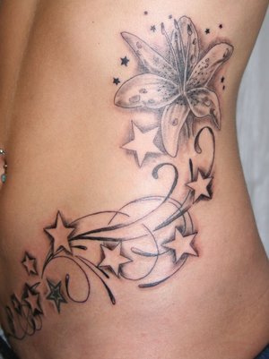 tattoos for girls down your side on Shooting Stars Ribcage Tattoos