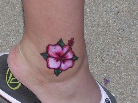 Hawaiian Flower Foot Tattoo Designs