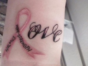 Love tattoo  for Breast cancer awareness