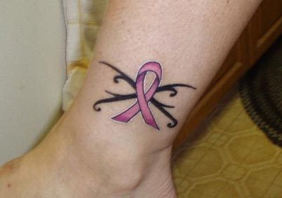 Foot Tattoo Designs on Beautiful Celtic And Ribbon Tattoo Art For Breast Cancer Awareness On