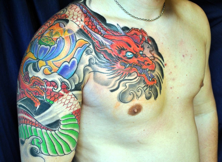 7. Japanese Dragon Shoulder Tattoo - wide 3