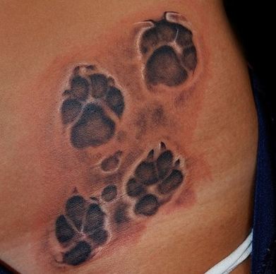 butterfly tattoo designs hip
 on Smudged Dog Paw Print Tattoo