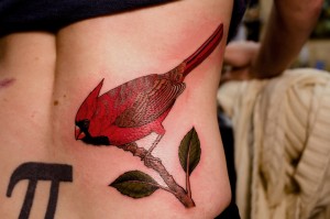 Red bird tattoo