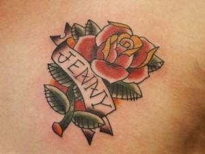 Punk-ish Rose Name Tattoo