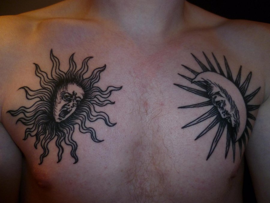 Sun and the Moon tattoos for men