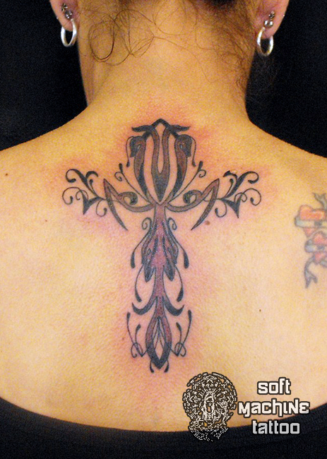 Fancy Cross Neck Tattoo