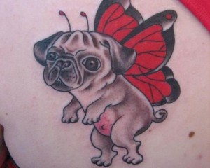 Pug With Butterfly Wings Tattoo
