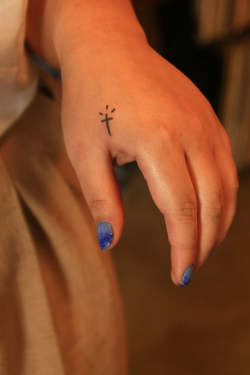 Simple Cross Tattoo Hand