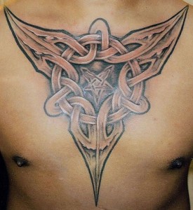 Black Celtic Knot Tattoo on chest Celtic Knot Tattoo