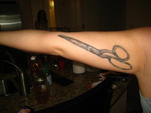 Large Scissor Tattoo on arm Large Scissor Tattoo