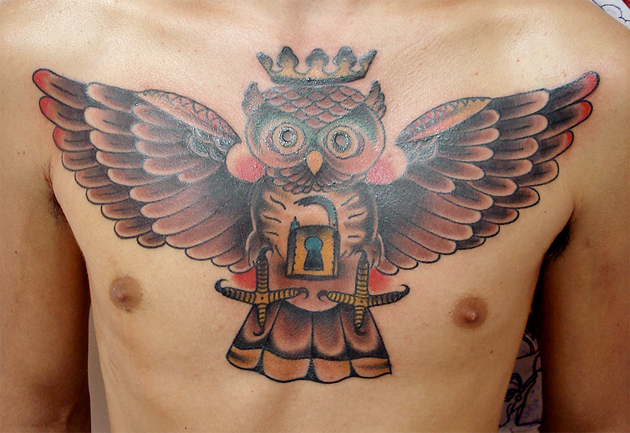owl tatto on chest