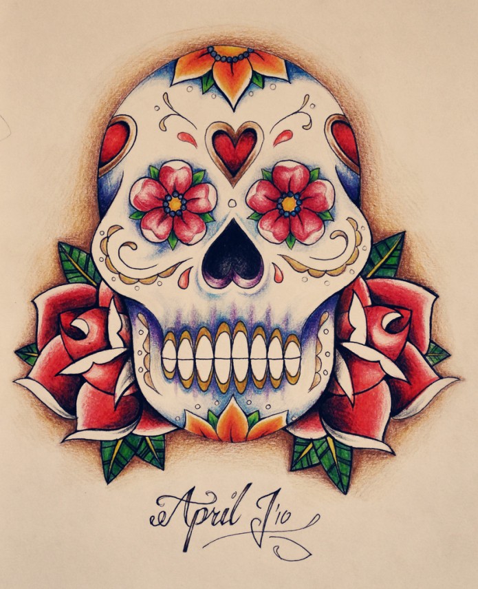 Flower Sugar Skull Tattoo