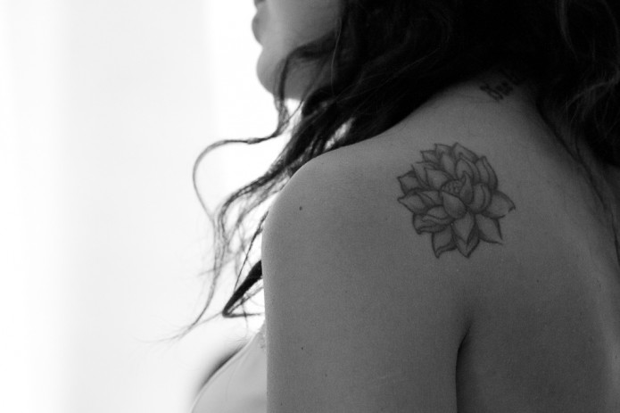 Flower Tattoo Black And White Shoulder