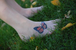 butterfly tattoo on foot