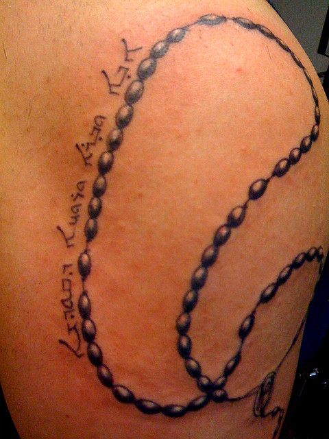 18 Rosary Tattoos Around Neck