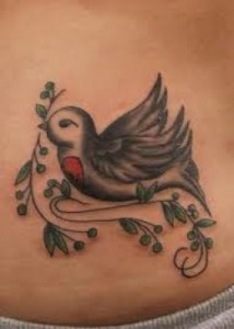 Olive Branch with Resting Dove Tattoo