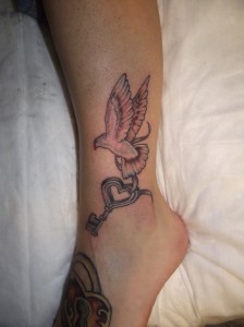 Key and Dove Tattoo