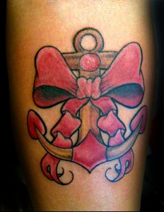 pink ribbon and Anchor tattoo