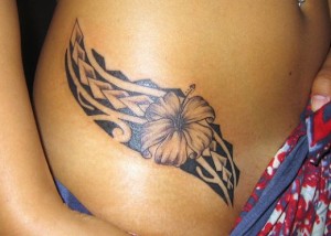 Tribal Hawaiian Flower Tattoo