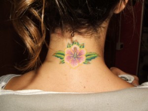 Hibiscus Neck Tattoo