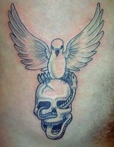 Snake, Skull and Dove Tattoo