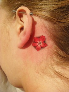 Ear Hawaiian Flower Tattoo