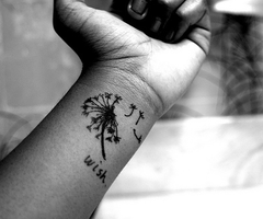 Dandelion Tattoo with Word Quote 