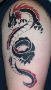 Tribal Blend Japanese Dragon Tattoo