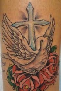 Cross and Dove Tattoo