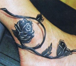 3D Black Rose Tattoo