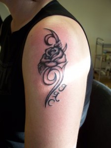 Black Rose Tattoo with Initials