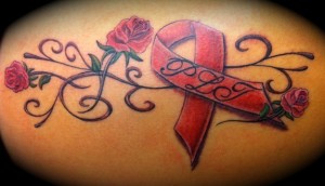 Pink Ribbon and Roses tattoo