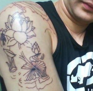Line Art Flower Tattoo