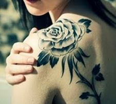 Shoulder Black Rose Tattoo