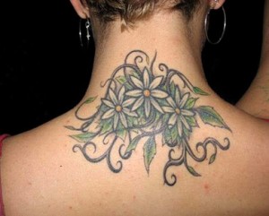 Cluster of Flowers Neck Tattoo