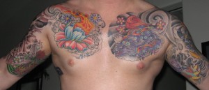 Bold Flower Tattoo for the Chest