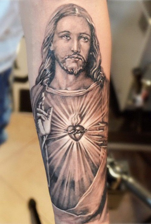 Jesus Portrait Black and Grey by Diego TattooNOW