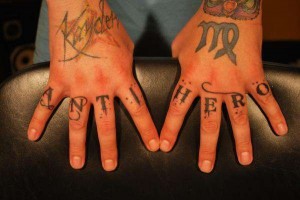 Anti-Hero Knuckle Tattoo