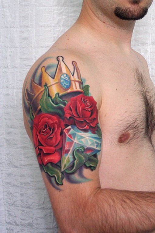 Crown And Rose Tattoo