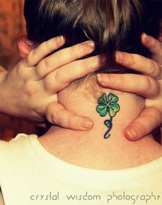 Four Leaf Clover Neck Tattoo