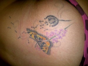 Butterfly with Dandelion Tattoo