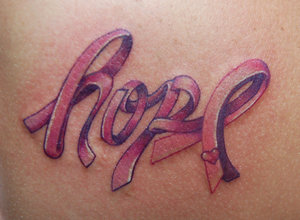The word "hope" spelled out with a small heart t the end of the "e"